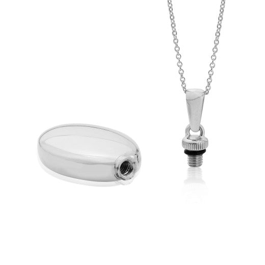 Sterling Silver Oval Bottle Pendant With Chain