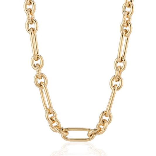18" 9ct Yellow Gold Decorative Hollow Link Chain