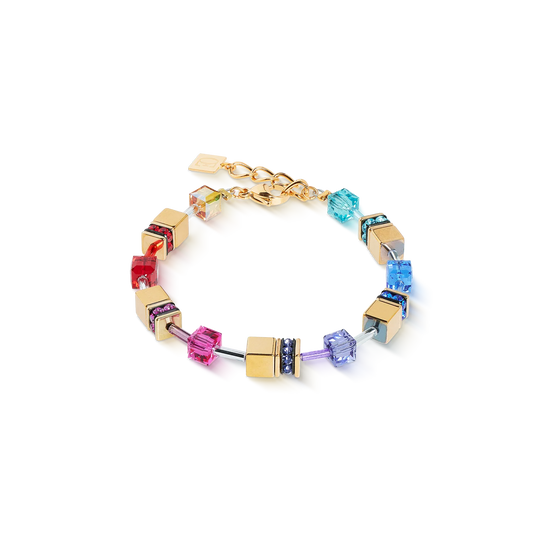 Coeur De Lion Iconic Multicolour Rainbow Yellow Gold Plated Bracelet