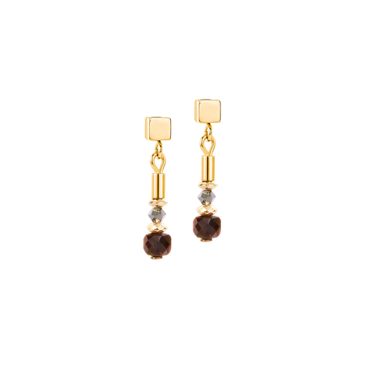 Coeur De Lion Stud Earrings Cube Balance Golden Hazel