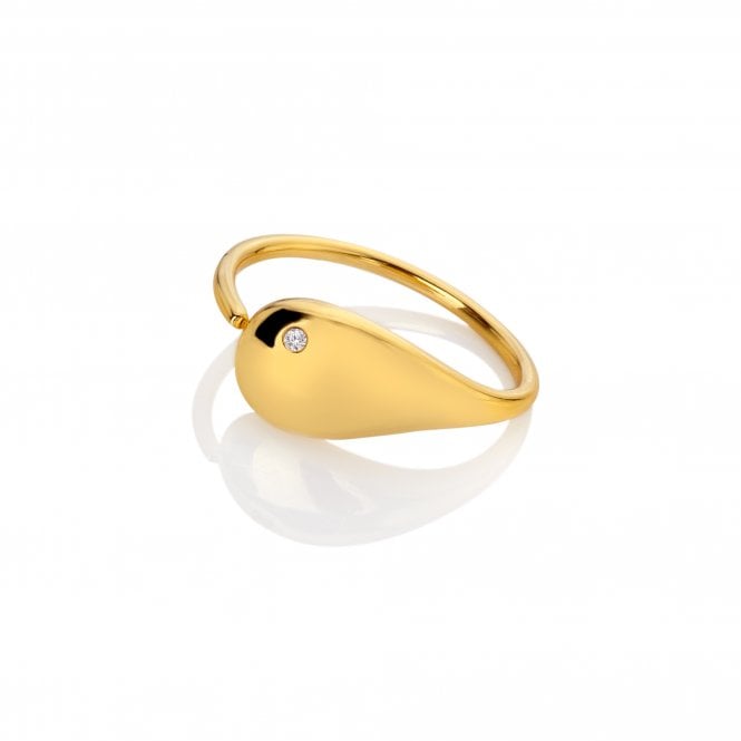 Hot Diamonds x Golden Edit Yellow Gold Plated Tide Curved Ring DR282