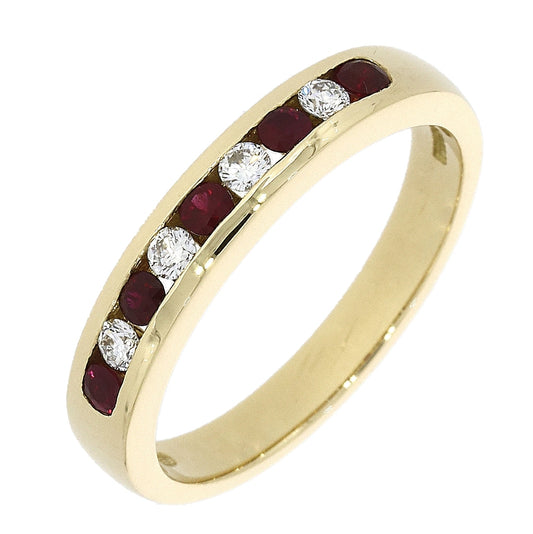 18ct Yellow Gold Ruby And Diamond Channel Set Ring