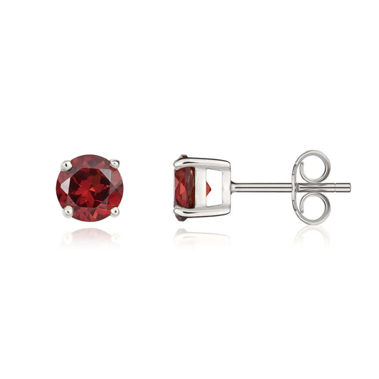 9ct White Gold 5mm Round Garnet Stud Earrings