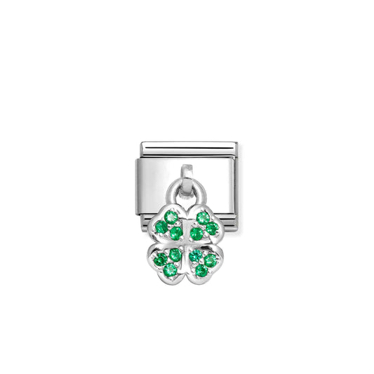 Nomination Composable Classic Green Cubic Zirconia Clover Dangly 331800/30