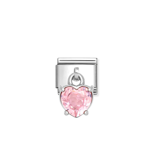 Nomination Composable Classic Pink Cubic Zirconia Heart Dangly 331812/14