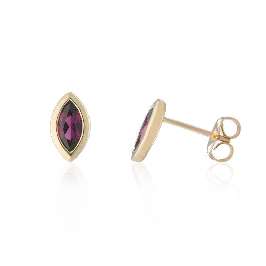 9ct Yellow Gold Brazilian Garnet Stud Earrings