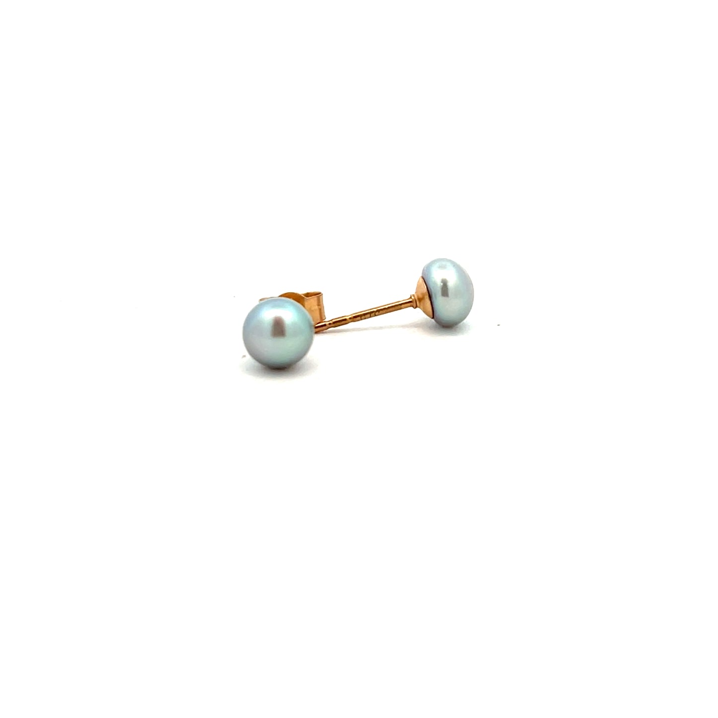 9ct Yellow Gold 6mm Grey Freshwater Cultured Pearl Stud Earrings