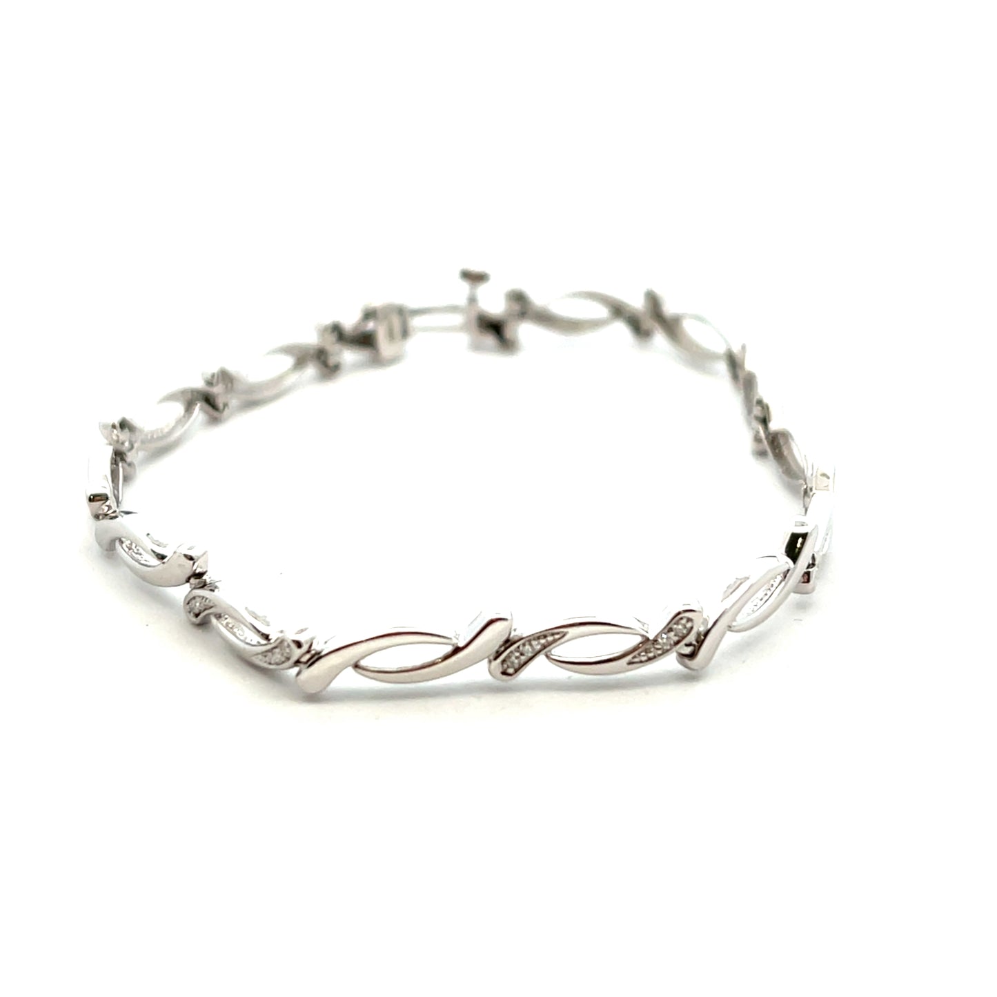 9ct White Gold 0.14ct Diamond Bracelet