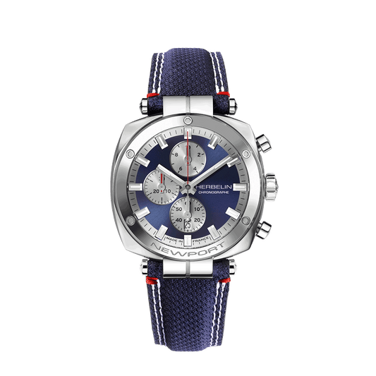 Herbelin Newport Heritage Blue Dial Chronograph Steel Watch 35664AP25