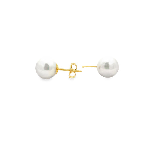 9ct Yellow Gold Freshwater Round Cultured Pearl 8-8.5mm Stud Earrings