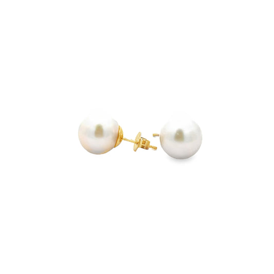 9ct Yellow Gold Freshwater Round Cultured Pearl 9-9.5mm Stud Earrings