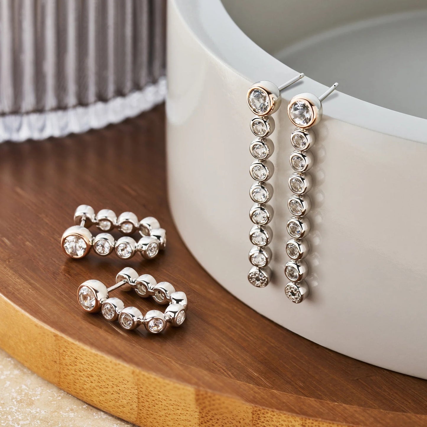 Clogau Celebration Cubic Zirconia Tennis Chain Drop Or Hoop Earrings 3SCLC0799