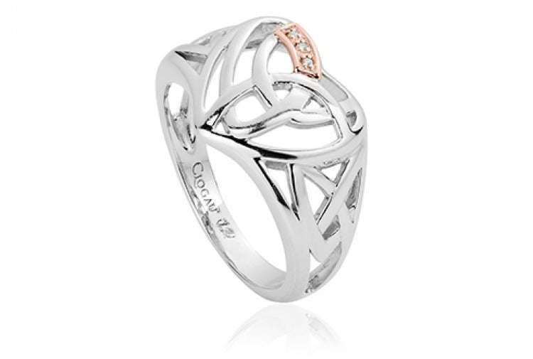 Clogau Eternal Love Diamond Heart Ring 3SELHR Size L