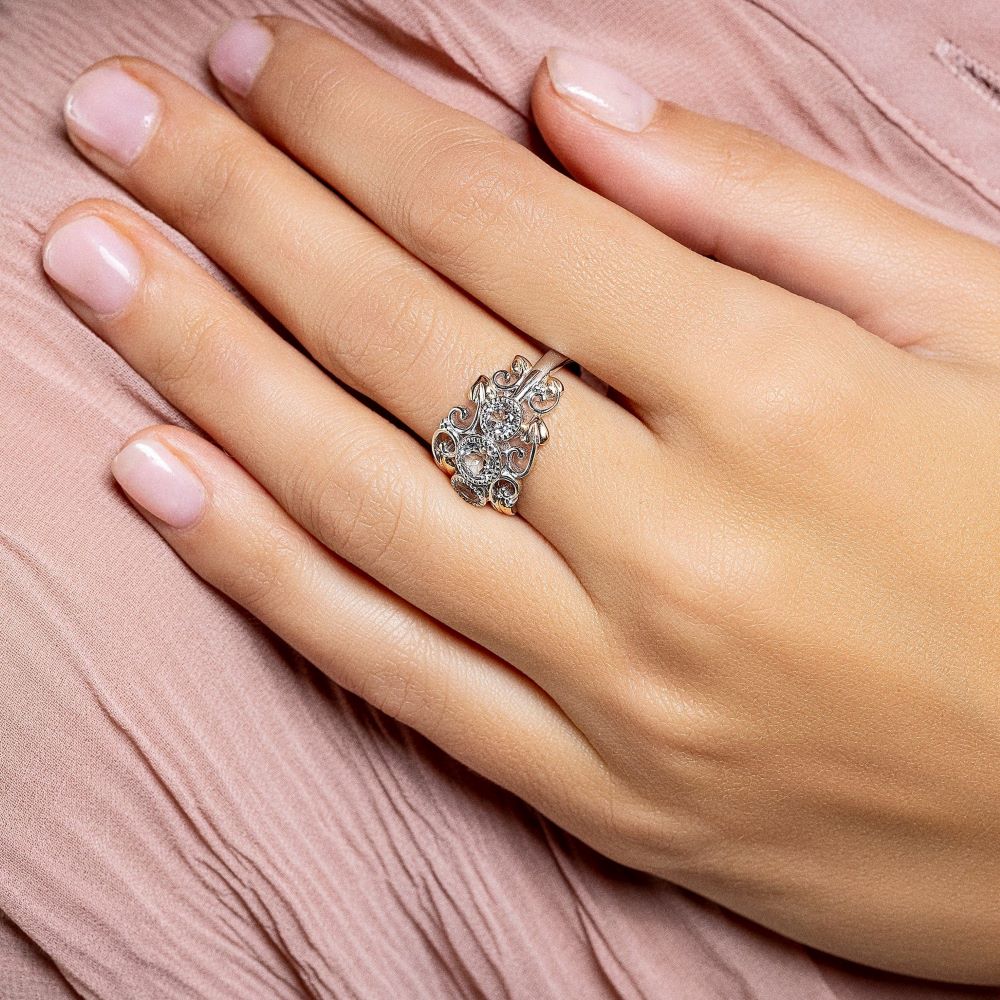 Clogau Sterling Silver White Topaz Ring Size N