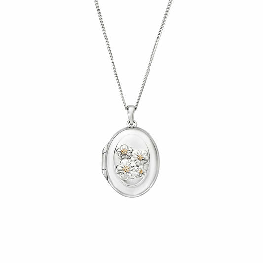 Clogau Nature's Wonder Sterling Silver Forget Me Not Locket Necklace 3SFMN907