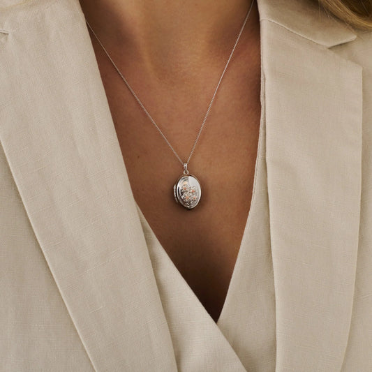 Clogau Nature's Wonder Sterling Silver Forget Me Not Locket Necklace 3SFMN907