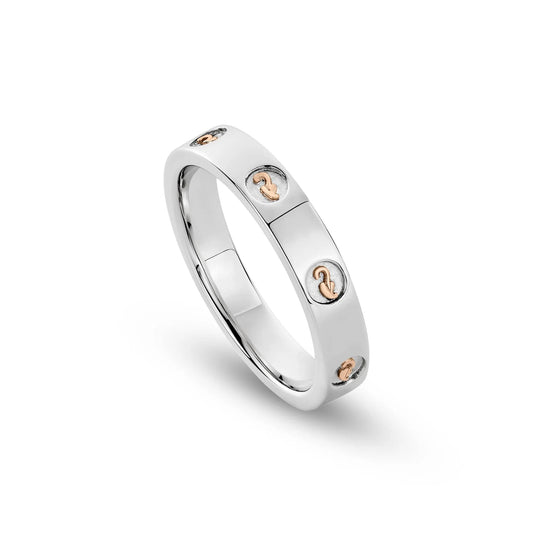 Clogau Silver Insignia Slim Band Ring 3SINS839 Size R