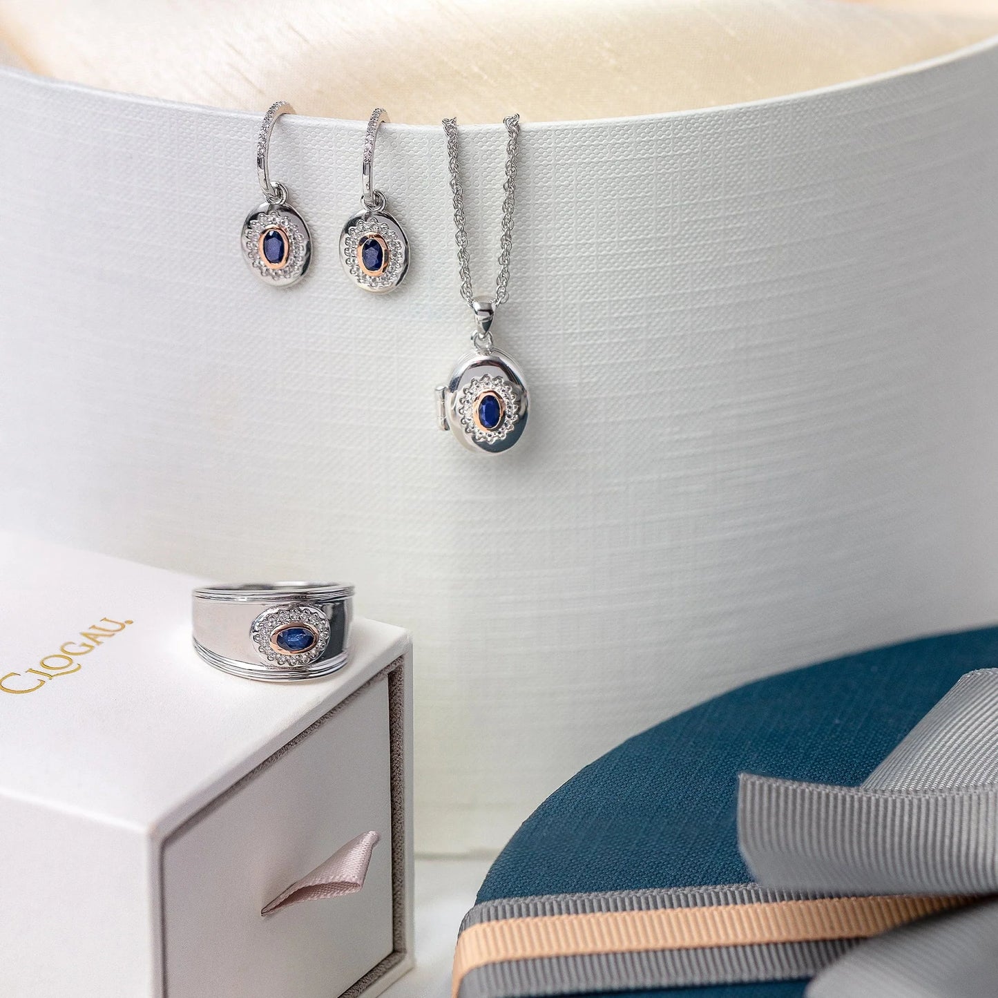 Clogau Sterling Silver Princess Diana Sapphire and Topaz Ring Size N 3SLDD0075