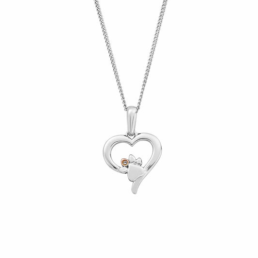 Clogau Sterling Silver Paw Print White Topaz Necklace 3SPMH769