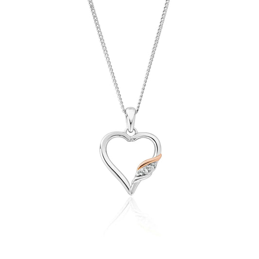 Clogau Sterling Silver Past Present And Future Heart Necklace 3SPPF0647