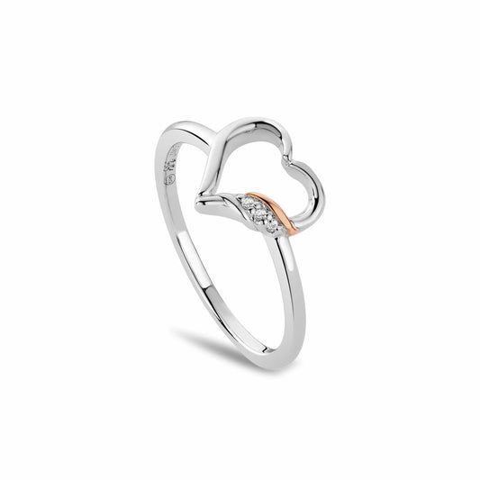 Clogau Silver Past Present And Future Heart Ring 3SPPF0801 Size L
