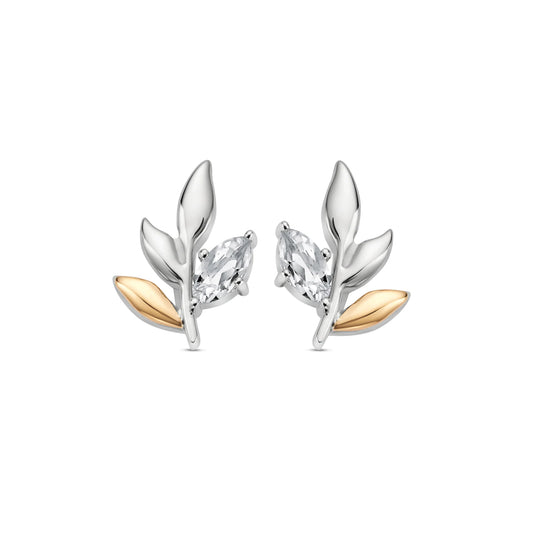 Royal ClogauĀ® Sterling Silver Leaf Stud Earrings with Topaz