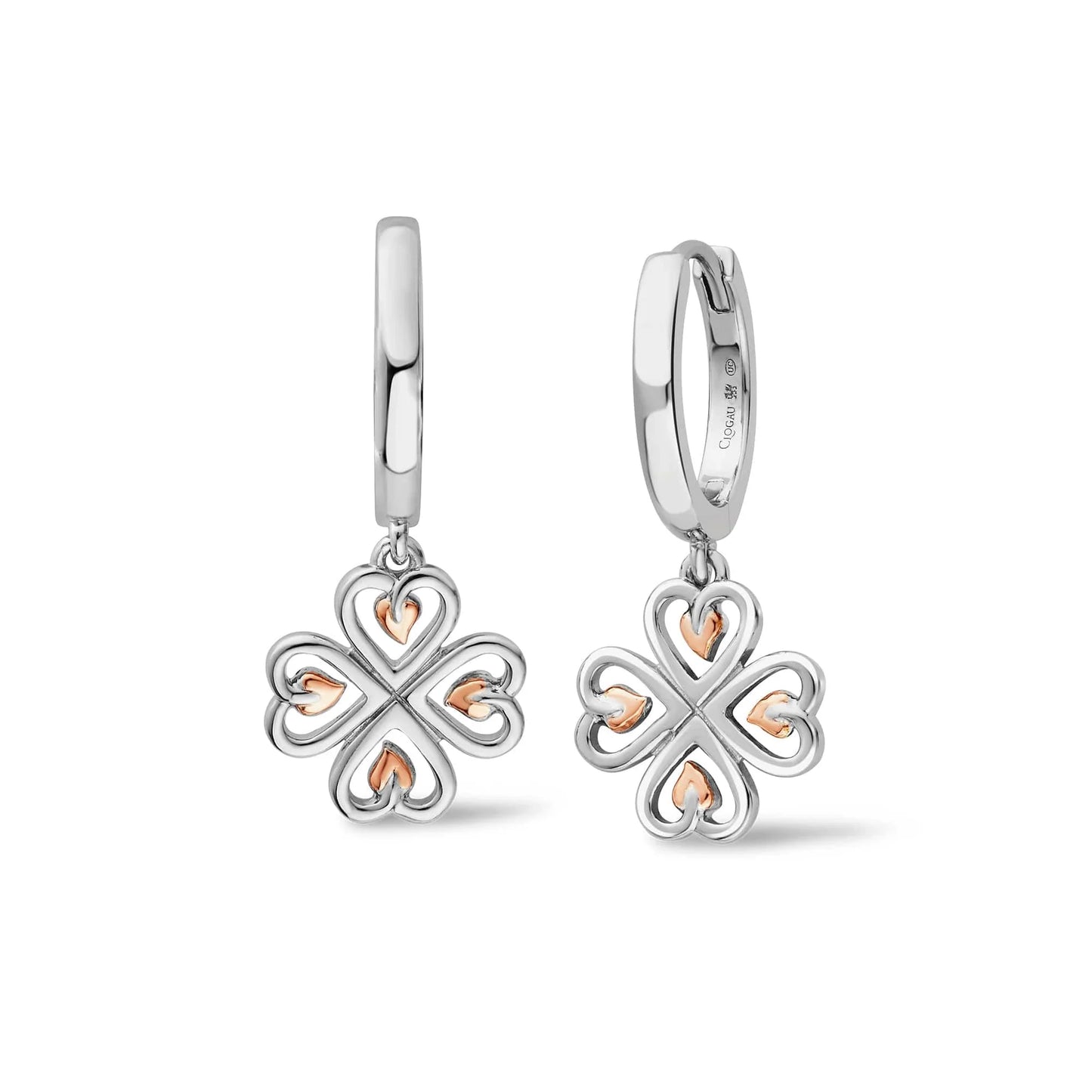 Clogau Tree Of Life Heart Clover Hoop Drop Earrings 3STOL0739