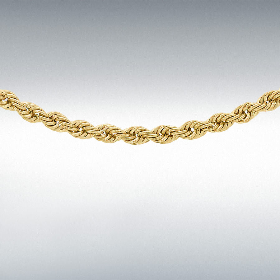 9ct Yellow Gold Hollow Rope Chain 18"