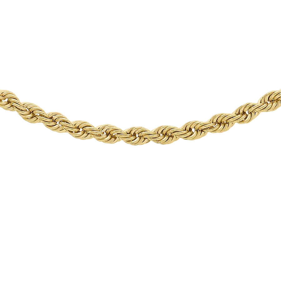 9ct Yellow Gold Hollow Rope Chain 18"