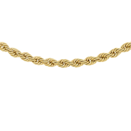 9ct Yellow Gold Hollow Rope Chain 18"