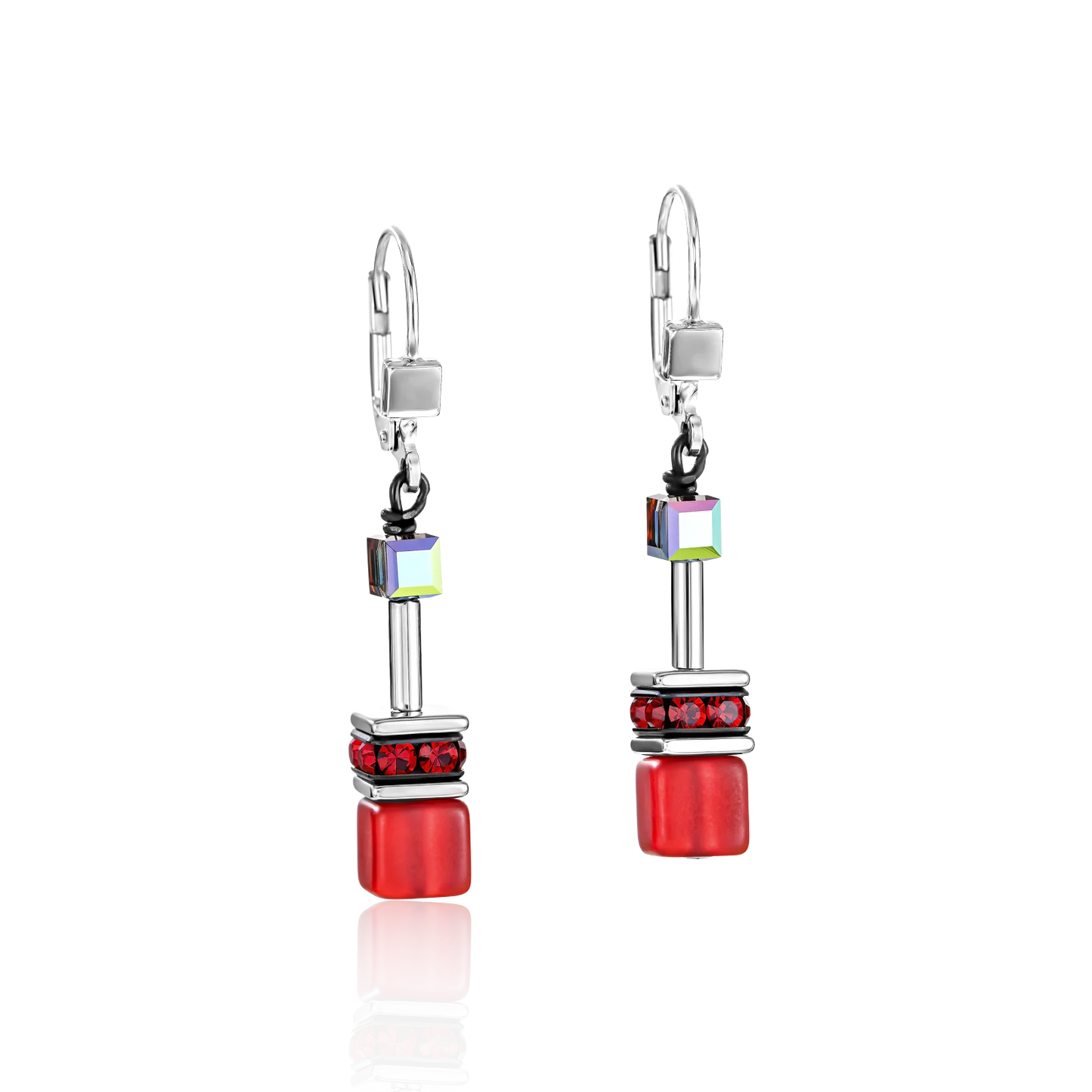 Coeur De Lion Red Crystal Drop Earrings