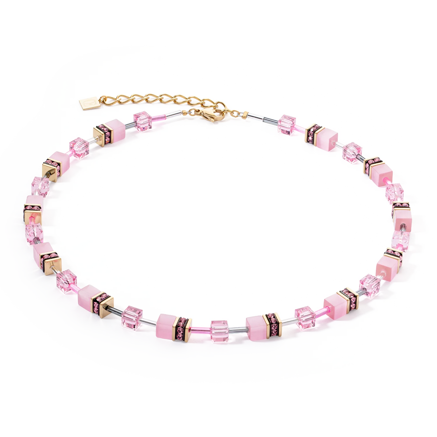 Couer De Lion Ionic Mono Rose Cubes And Crystal Necklace
