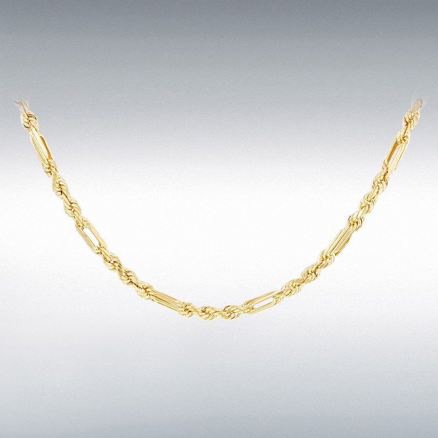 9ct Yellow Gold 2.8mm Hollow Diamond Cut Figarope Chain 46cm, 18"