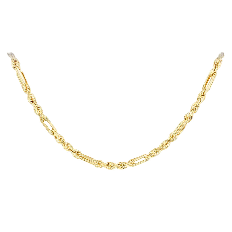 9ct Yellow Gold 2.8mm Hollow Diamond Cut Figarope Chain 46cm, 18"