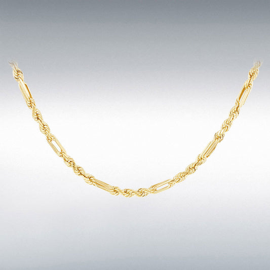9ct Yellow Gold 2.8mm Hollow Diamond Cut Figarope Chain 46cm, 18"