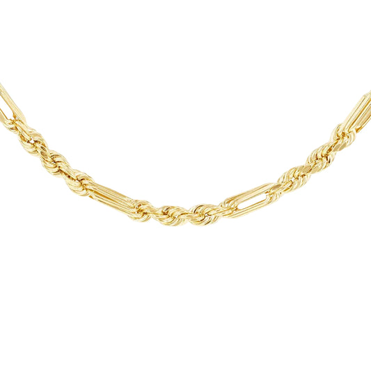 9ct Yellow Gold 2.8mm Hollow Diamond Cut Figarope Chain 46cm, 18"