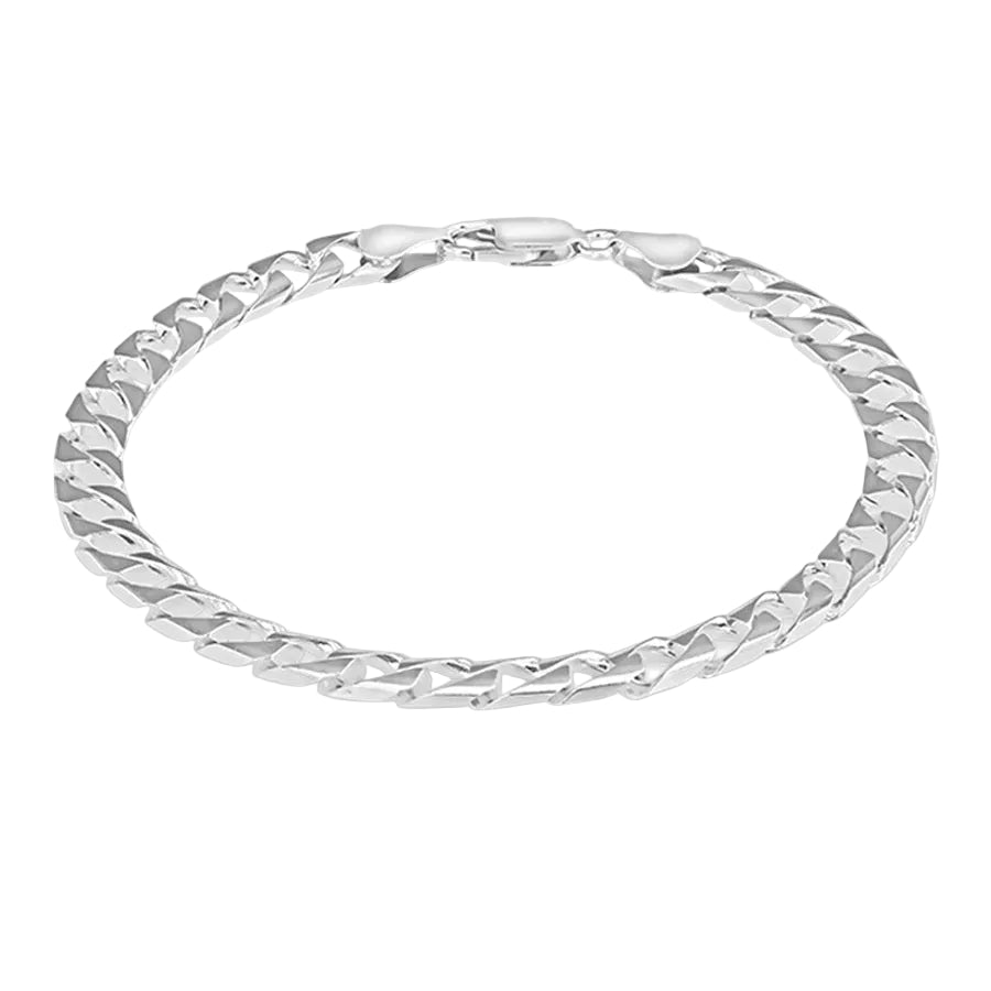 Sterling Silver 8" Solid Flat Square Link Bracelet