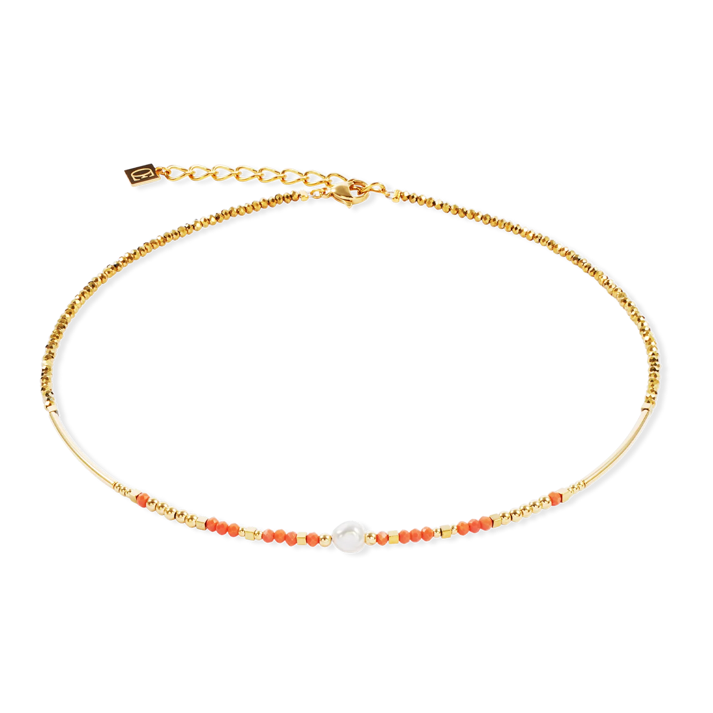Coeur De Lion Sunset Crystal Pearl and Coral Necklace