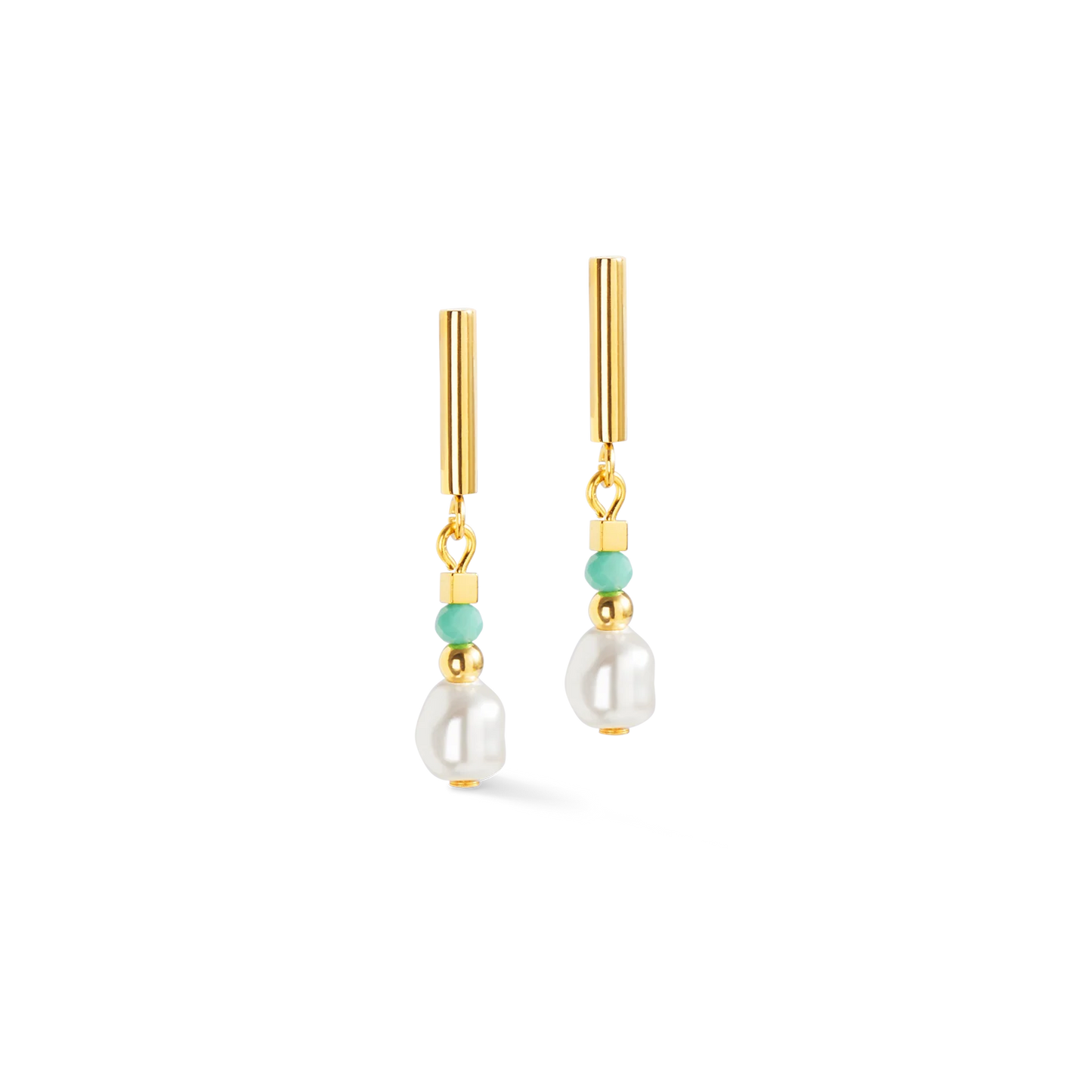Coeur De Lion Mint Green Crystal Pearl Drop Earrings