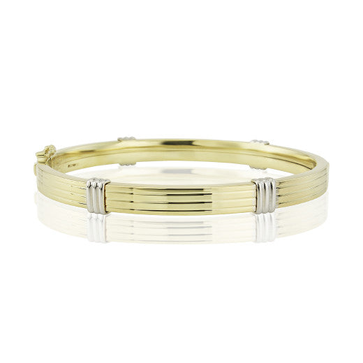 9ct Yellow and White Gold 6mm Hollow Bangle