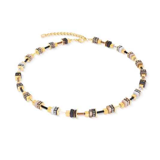 Coeur De Lion Necklace Urban Nature Cube Beige and Gold