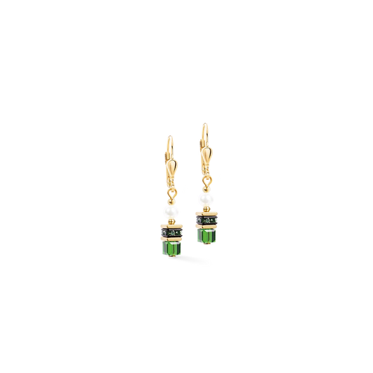 Coeur De Lion Sparkling Princess Green Gold Drop Earrings
