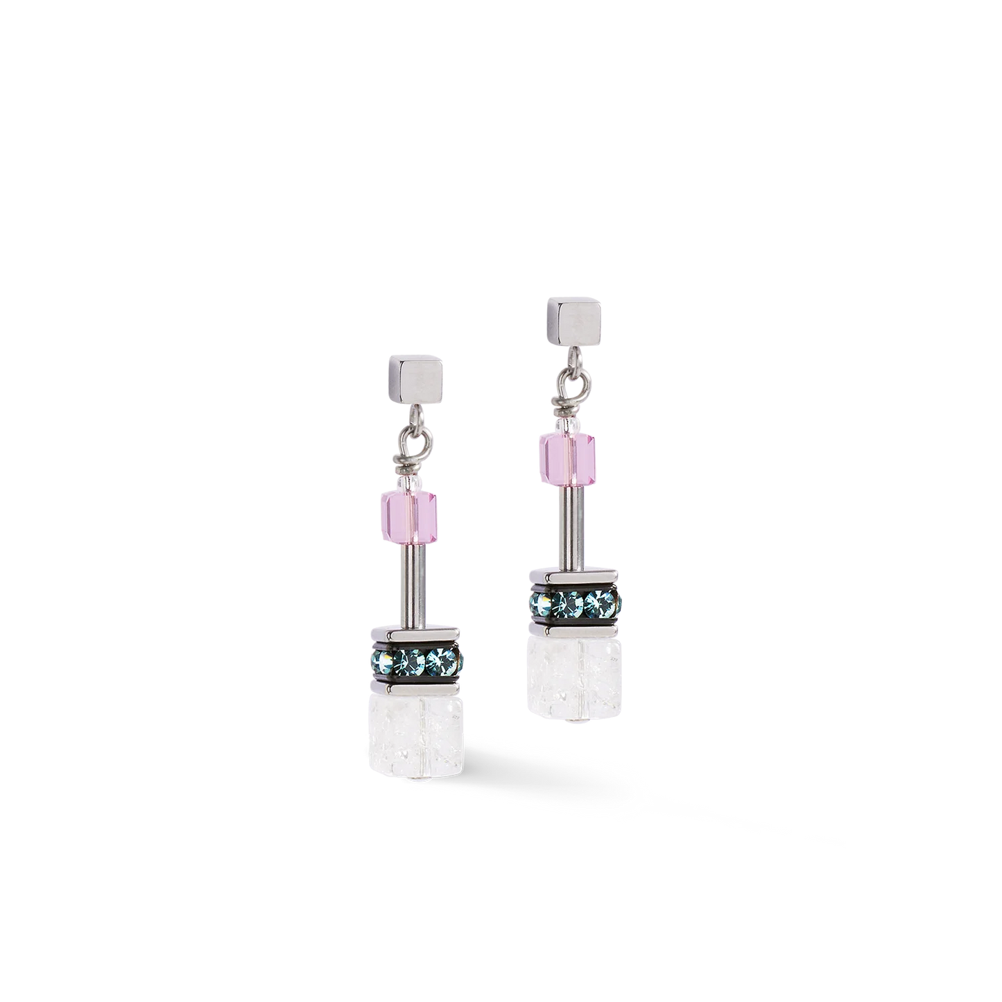 Coeur De Lion White Rose and Lilac Drop Earrings