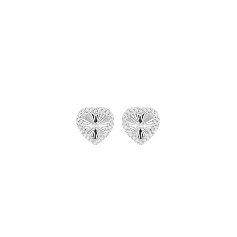 Sterling Silver Cubic Zirconia Rainbow Heart Stud Earrings