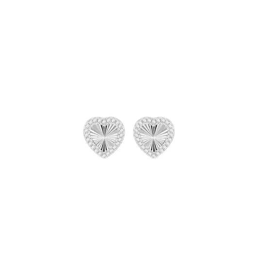 Sterling Silver Cubic Zirconia Rainbow Heart Stud Earrings