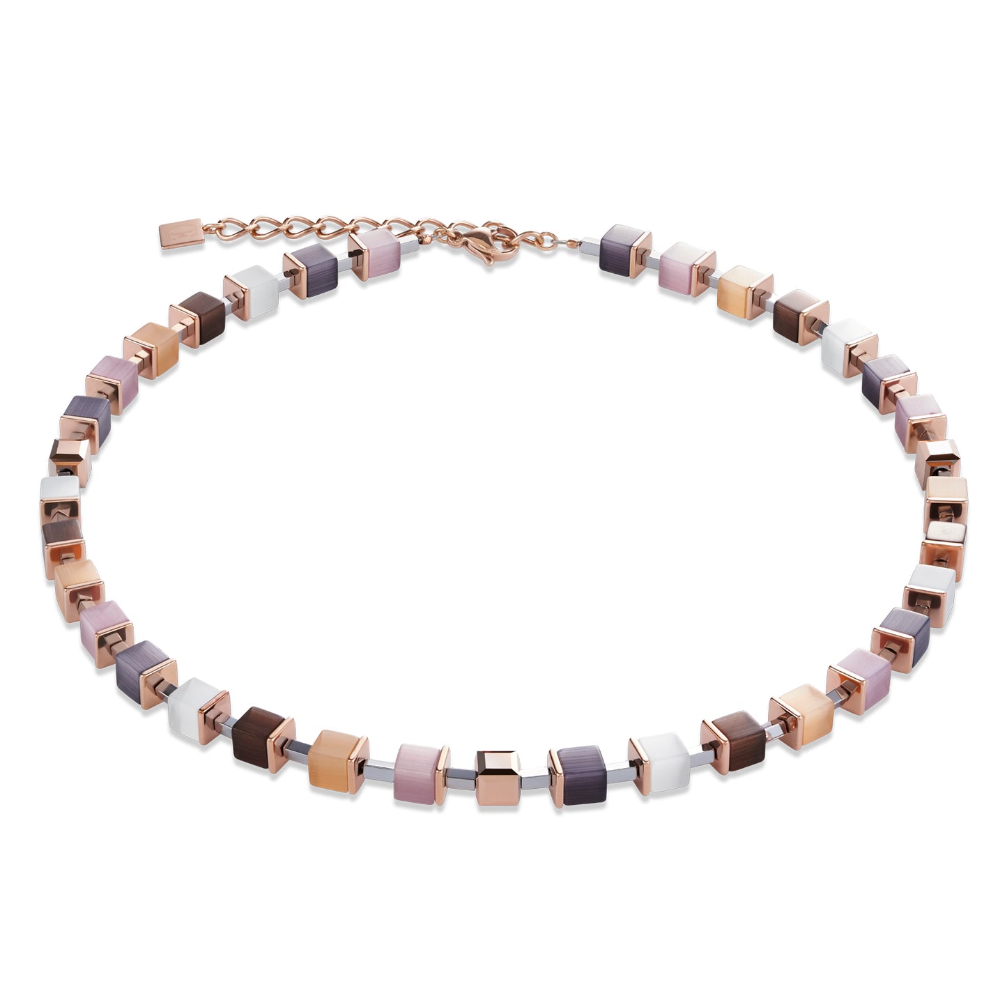 Coeur De Lion Beige Rose Cubes Necklace 4947/10-1019