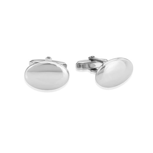 Sterling Silver Oval Hollow T-Bar Cufflinks