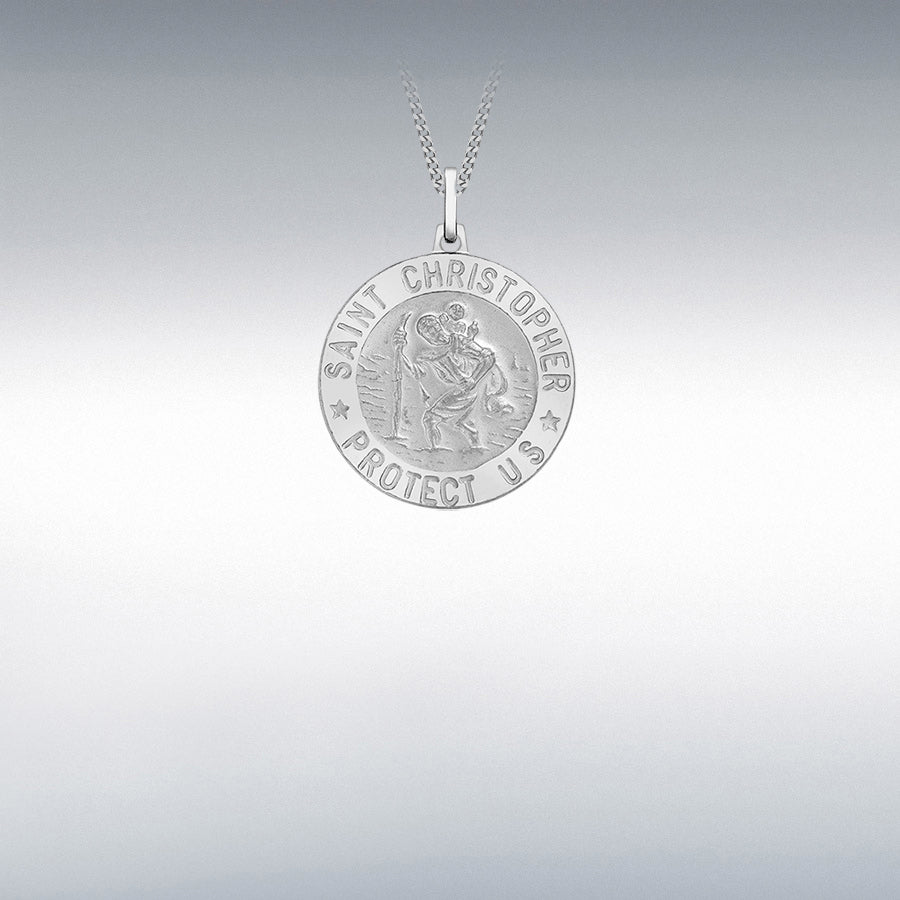 Sterling Silver 21cmm Round Satin St Christopher