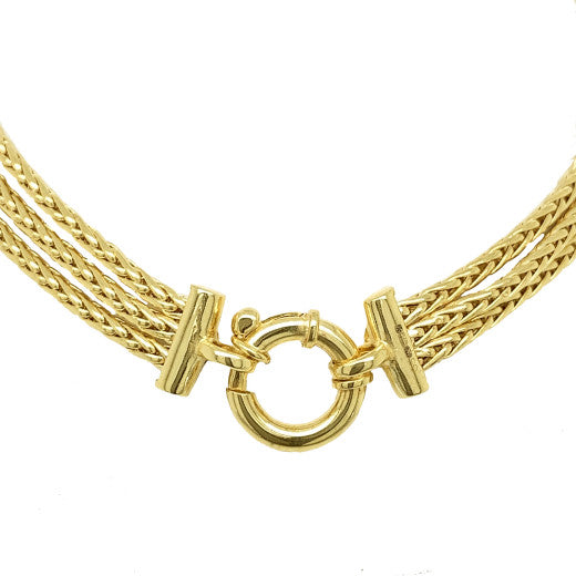 9ct Gold Three Row Hollow Spiga Bracelet