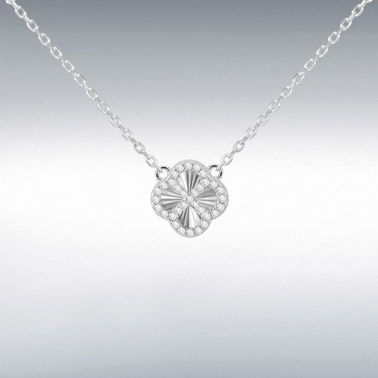 Sterling Silver Cubic Zirconia Rainbow Beaded Chain Necklace